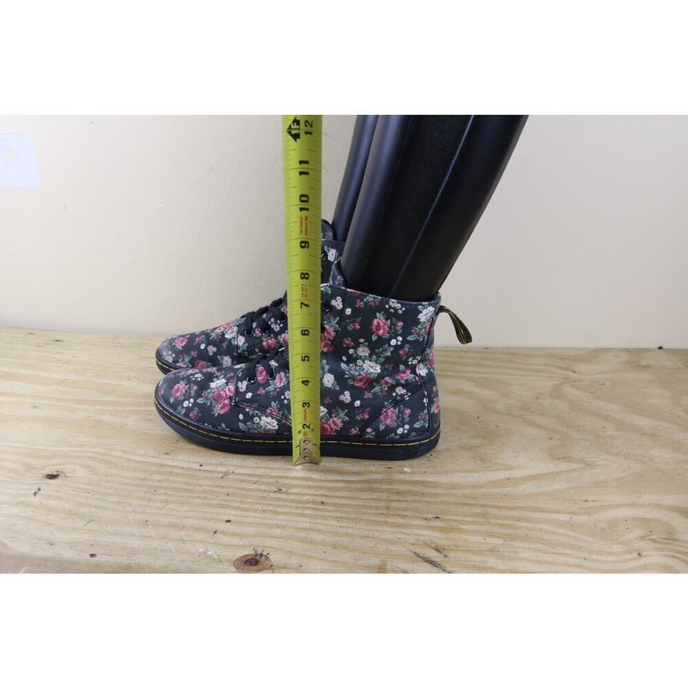 Doc Dr Martens Boots Womens 9 Black Floral Canvas Hackney High Tops Lace Up - Picture 8 of 10